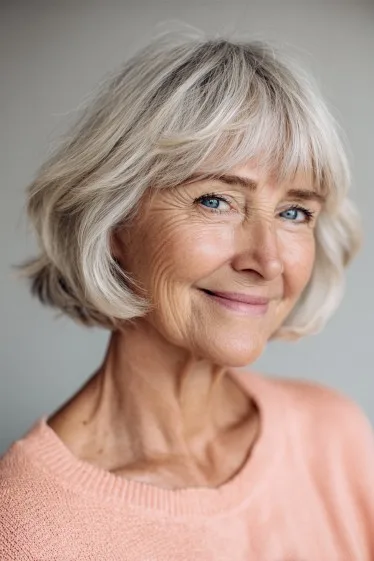 Choppy Layered Bob with Soft Face-Framing Bangs