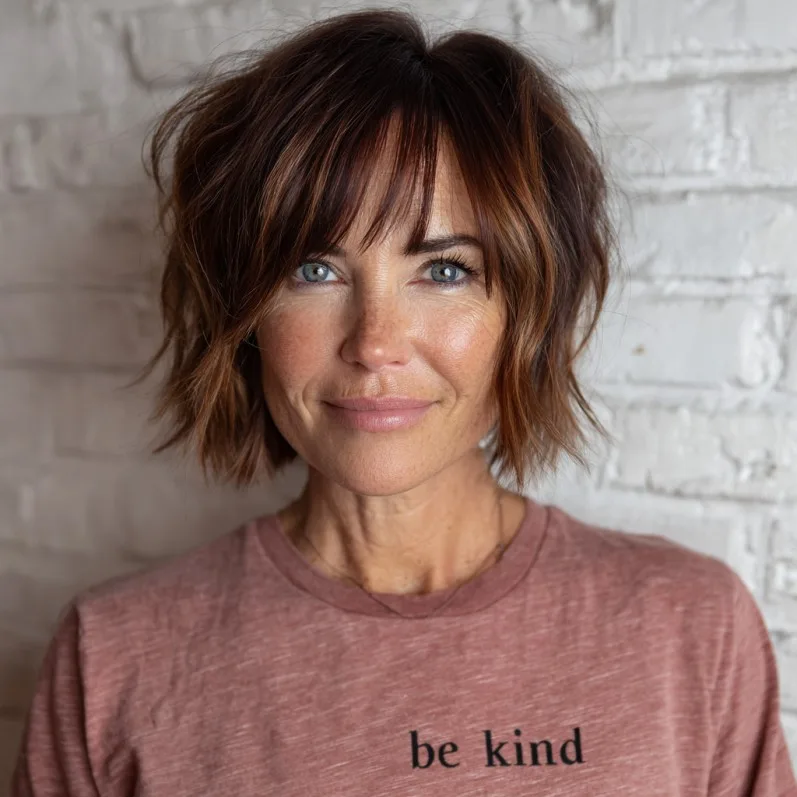 Choppy Layered Bob with Subtle Highlights