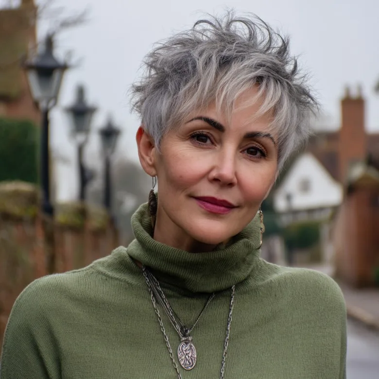 Choppy Silver Pixie Cut with Textured Layers