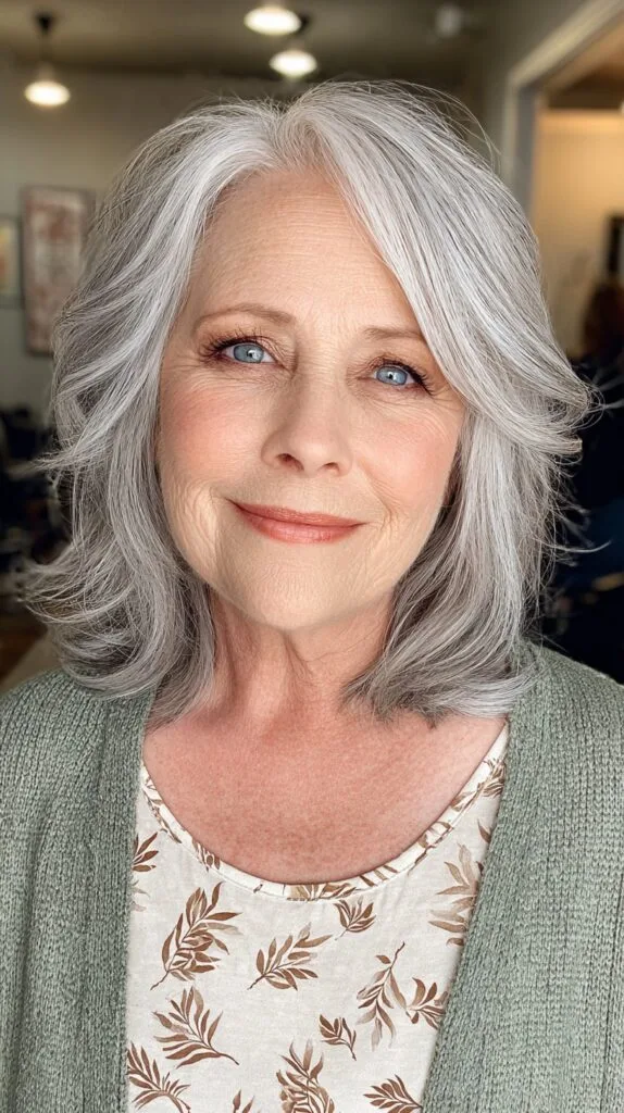 Classic Silver Layered Bob for Mature Women