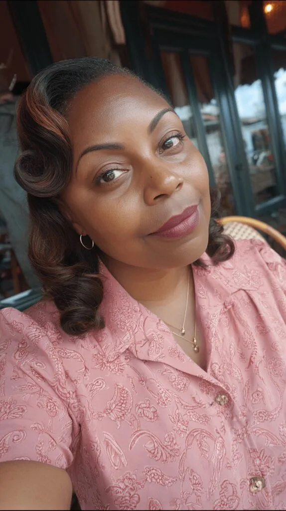 Classic Vintage Curls with Side Sweep