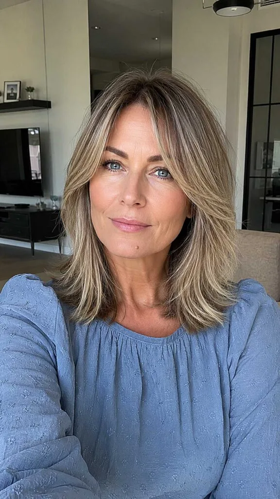 Collarbone Bronde Shag with Cheekbone-Grazing Curtain Pieces