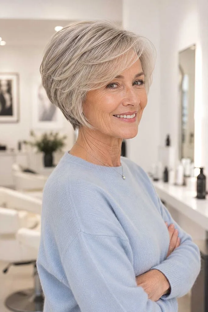 Cool Silver Taper with Long Side-Swept Top
