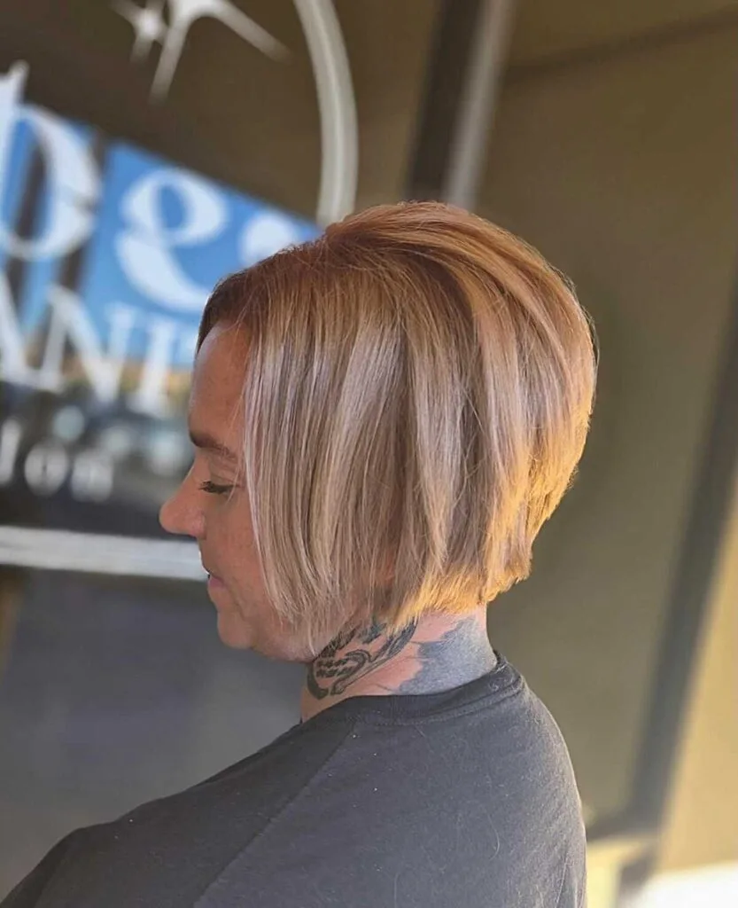 Copper-Kissed Graduated Bob with Razored Perimeter