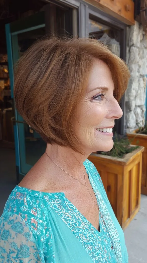 Copper-Toned Graduated Inverted Bob with Lifted Crown