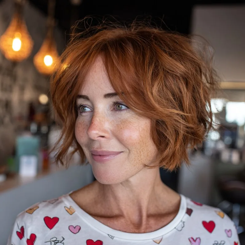 Dynamic Copper Choppy Bob with Soft Texture