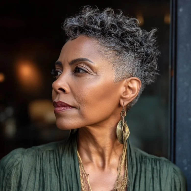 Dynamic Short Curly Cut with Tapered Sides
