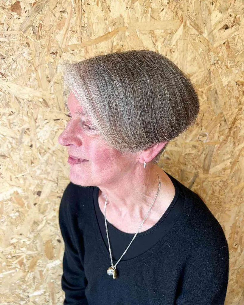 Ear-Length Wedge Haircut for Women Over 70