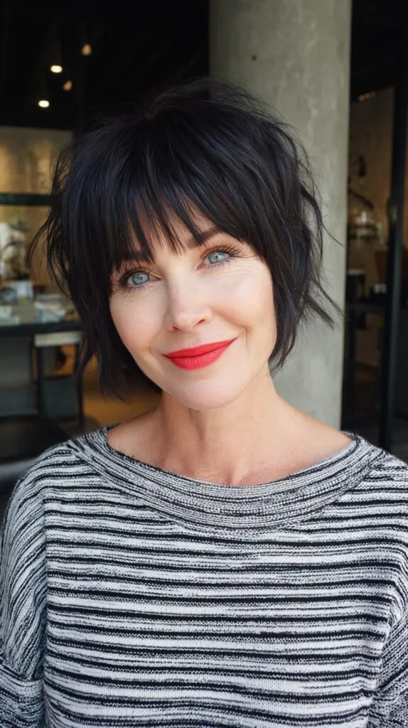 Edgy Textured Chin-Grazing Bob with Airy Micro-Bangs