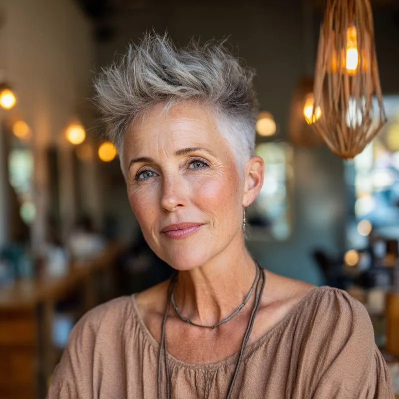 Edgy Textured Undercut Pixie with Lift