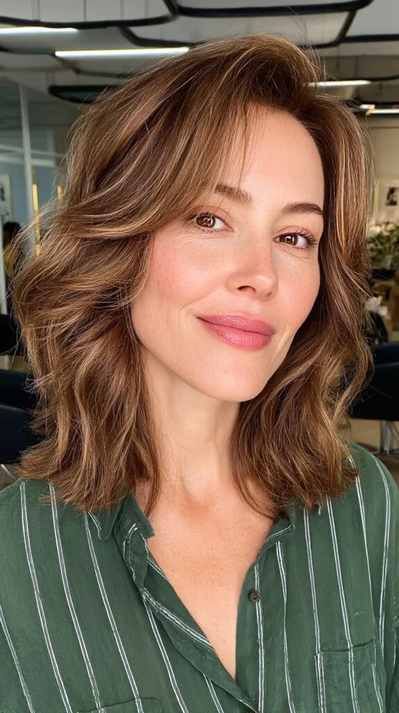 Effortless Chestnut Waves with Textured Ends