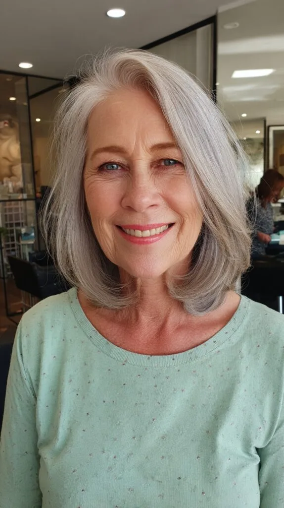 Effortless Silver Layering with Gentle Face-Framing