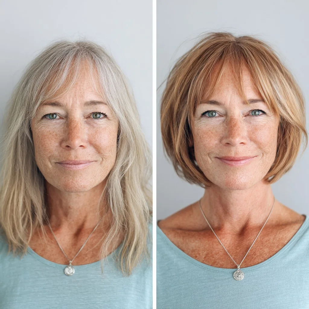 Effortless Tawny Bob with Soft Fringe