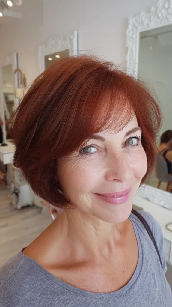 Elegant Auburn Bob with Subtle Side Bangs