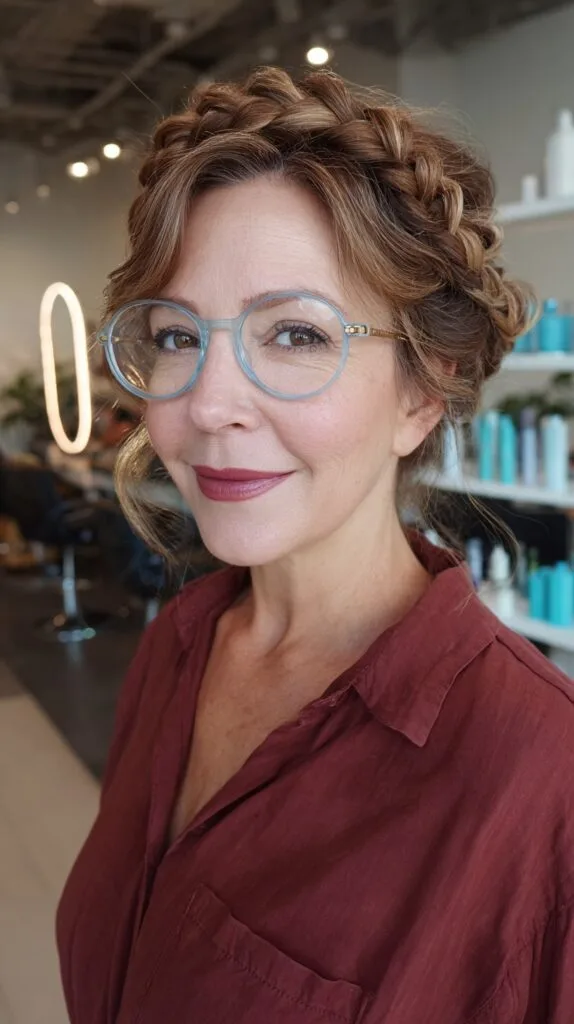 Elegant Braided Updo with Soft Waves