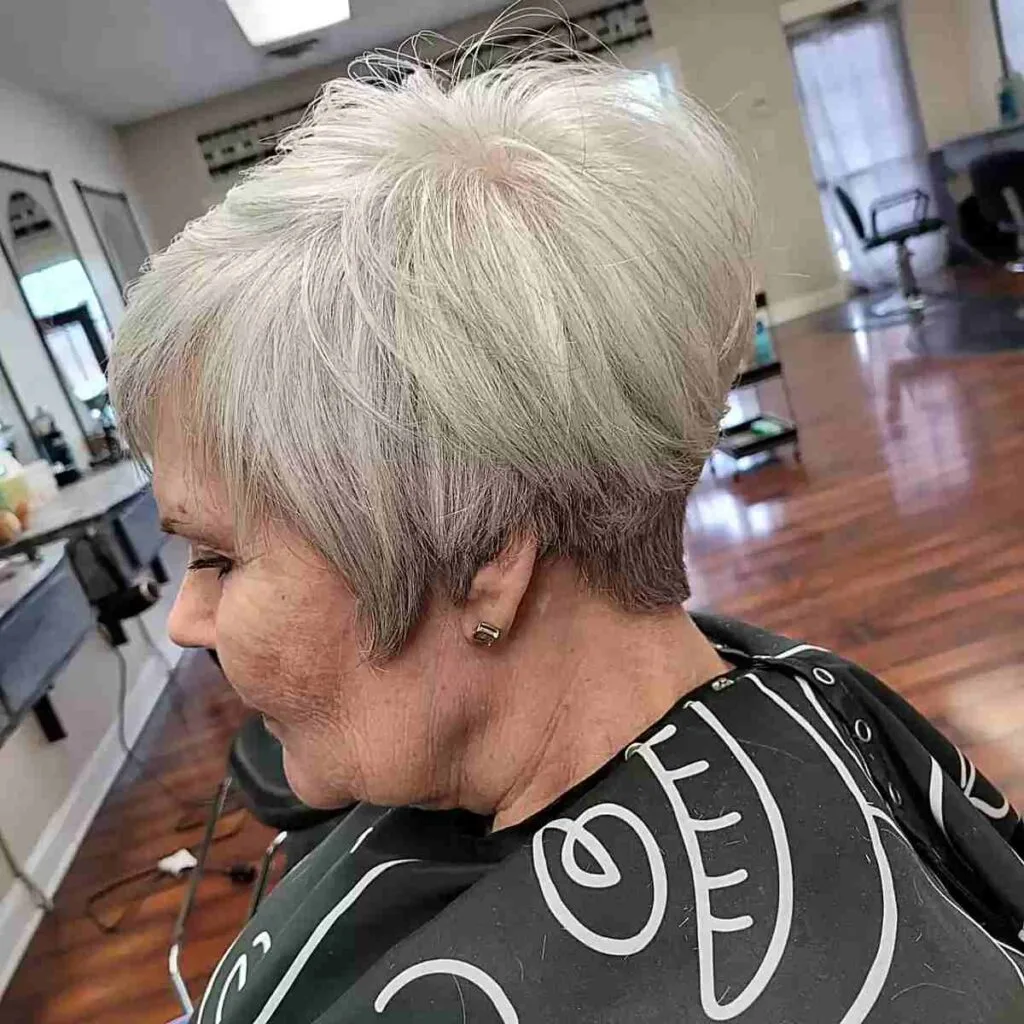 Elegant Ear-Length Pixie Bob with Tapered Back for women over the age of 50