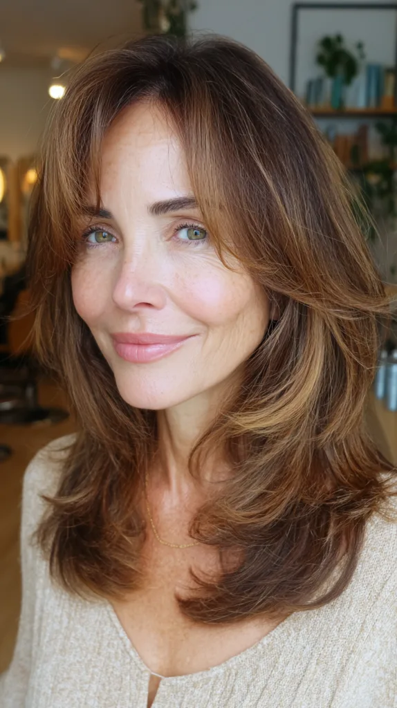 Elegant Layered Butterfly Cut with Face-Framing Highlights