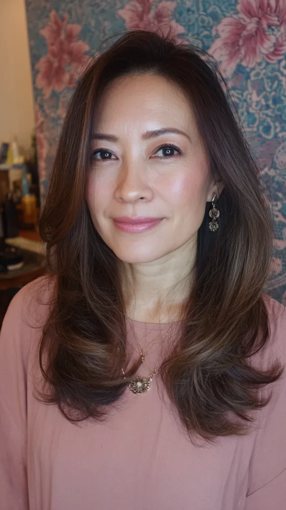 Elegant Long Layered Butterfly Cut with Subtle Highlights