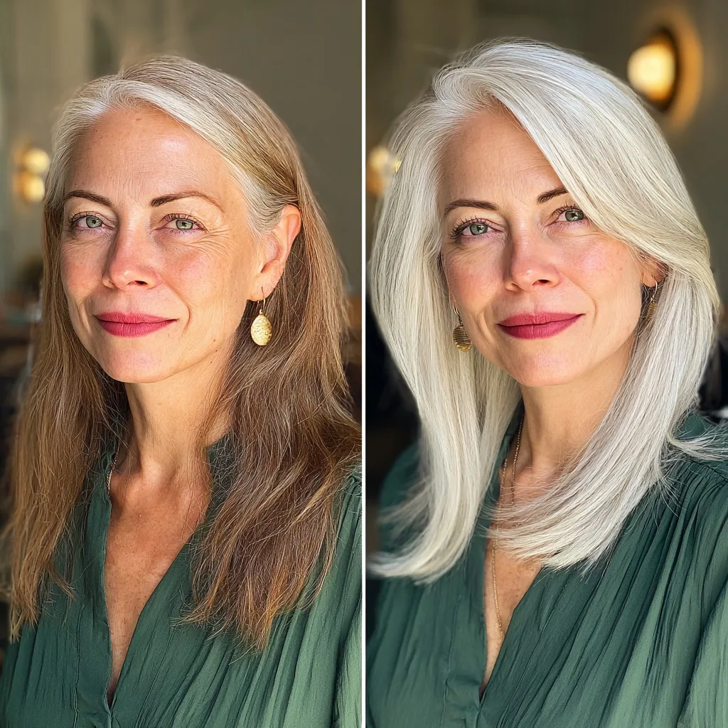 Elegant Long Platinum Blonde with Subtle Face-Framing Layers