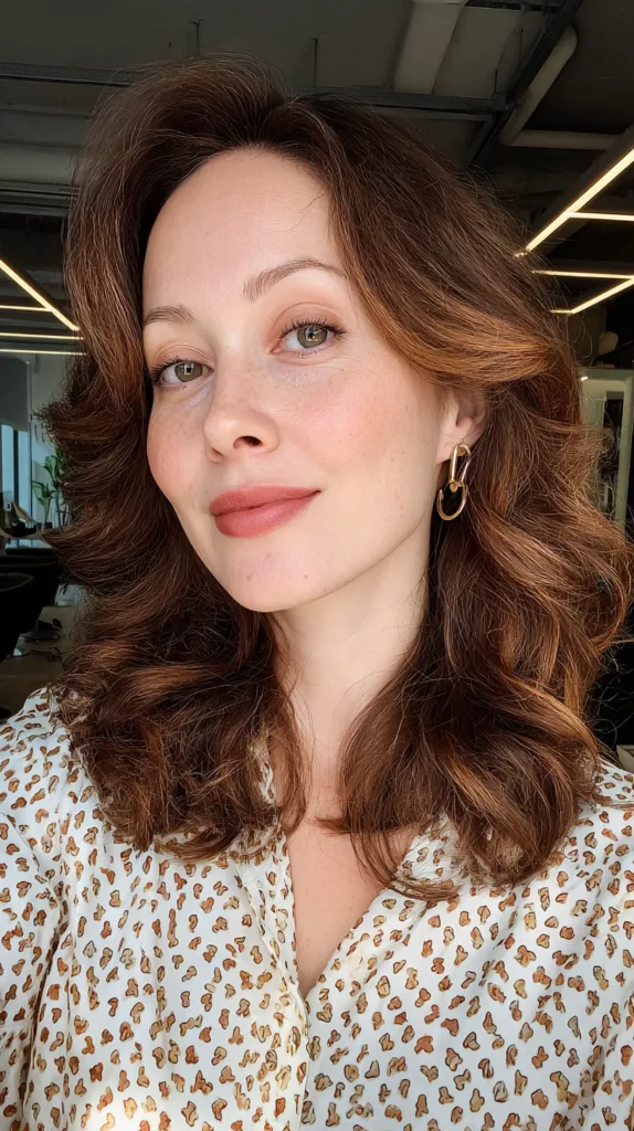 Elegant Rich Auburn Waves with Soft Volume
