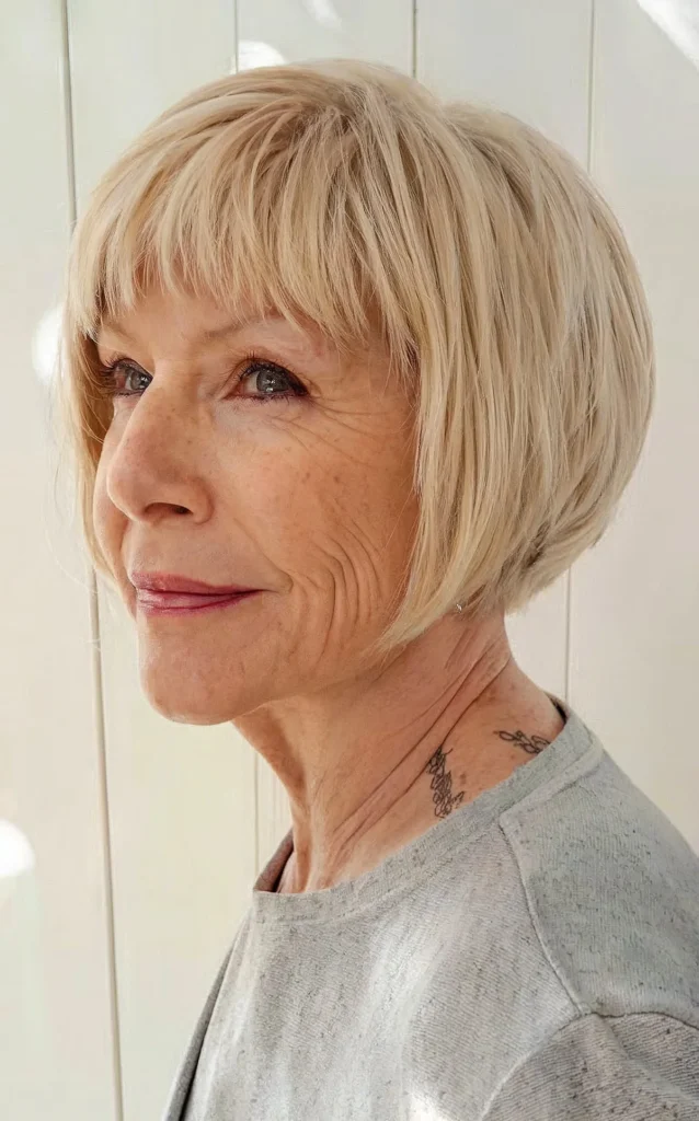 Elegant Rounded Bob Cut for Women Over 60