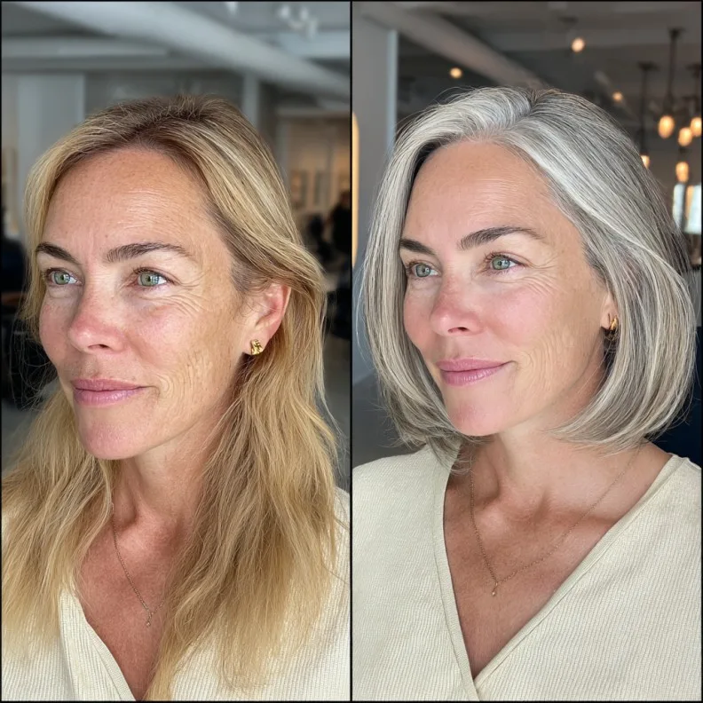Elegant Silver Blunt Bob with Subtle Layers