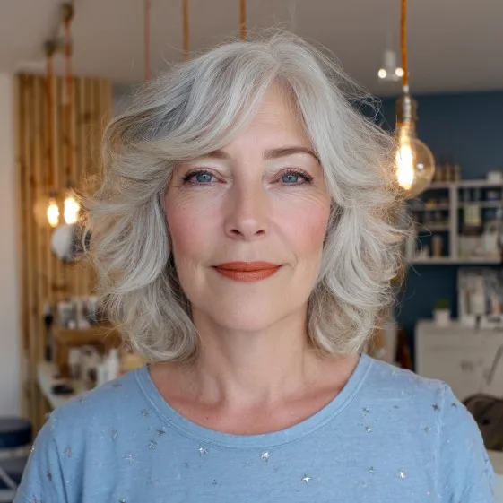 Elegant Silver Butterfly Cut with Soft Waves