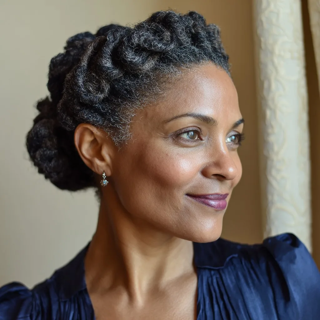 Elegant Twisted Coiled Updo for Mature Women