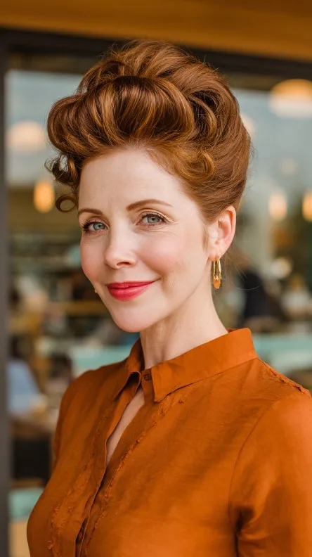 Elegant Vintage-Inspired High Bouffant with Soft Volume