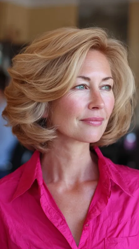 Elegant Voluminous Layered Bob with Soft Waves