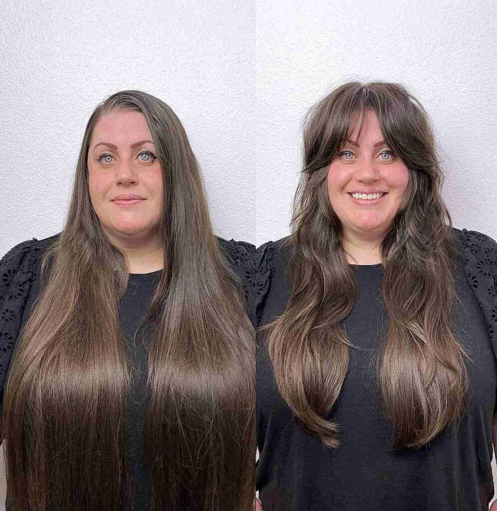 Extended Layered Hairstyle for Plus-Sized Women Over Forty