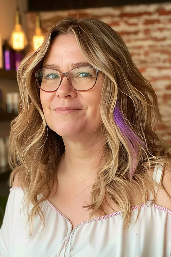 Face-Enhancing Balayage for Women over 40 with Glasses