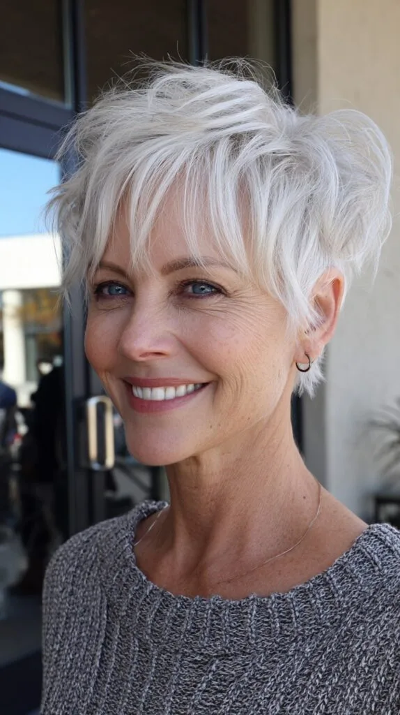 Feathered Chalk-White Pixie with Wispy Crown Lift