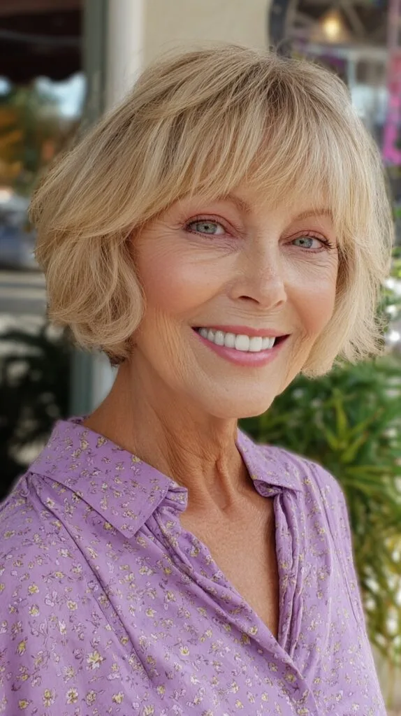 Feathered Short Bob with Subtle Curtain Bangs