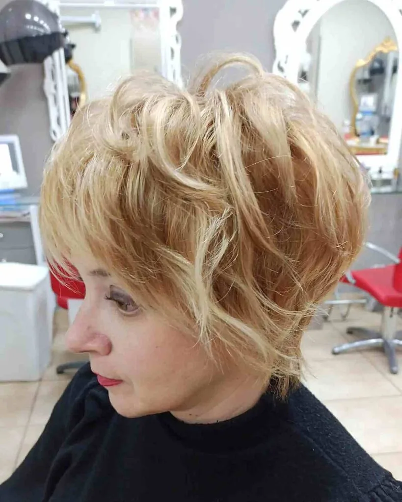 Fluffy Pixie with Feathered Layers for Older Women with Thick Hair