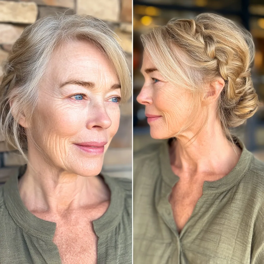 Graceful Braided Updo with Soft Textured Layers