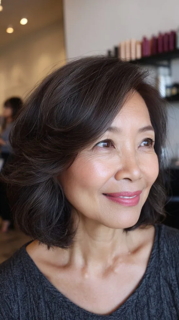 Graceful Wavy Layered Cut for Mature Hair