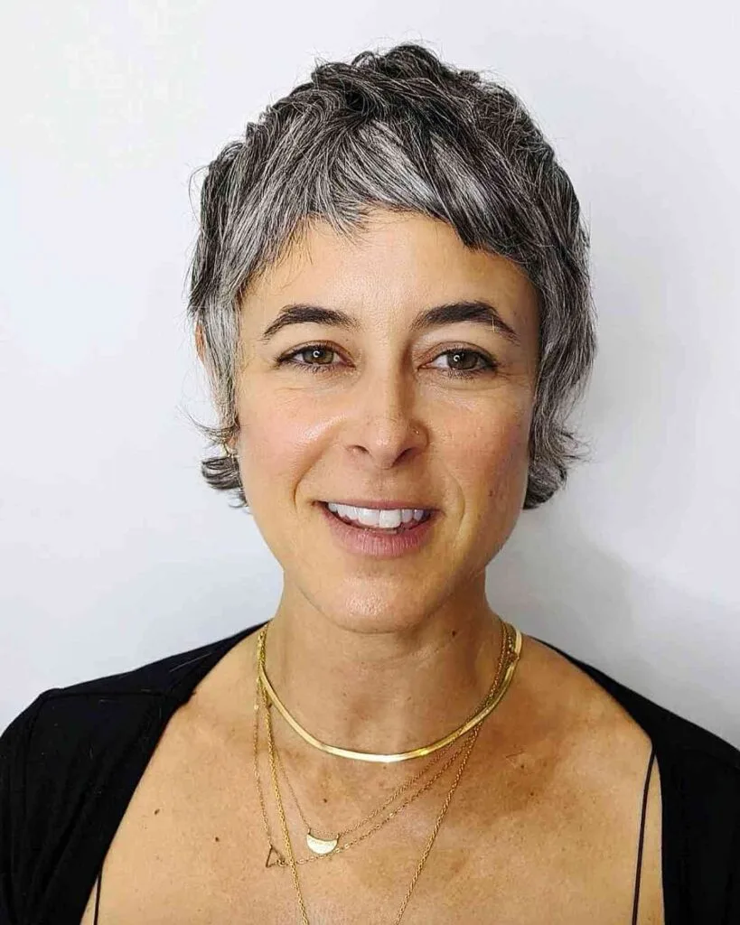 Grey Razor Cut Shaggy Mixie Style for Old Ladies