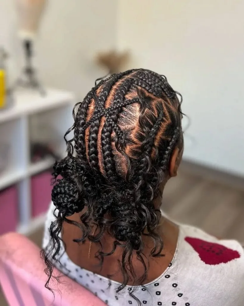 Intricate Braided Crown with Loose Curls