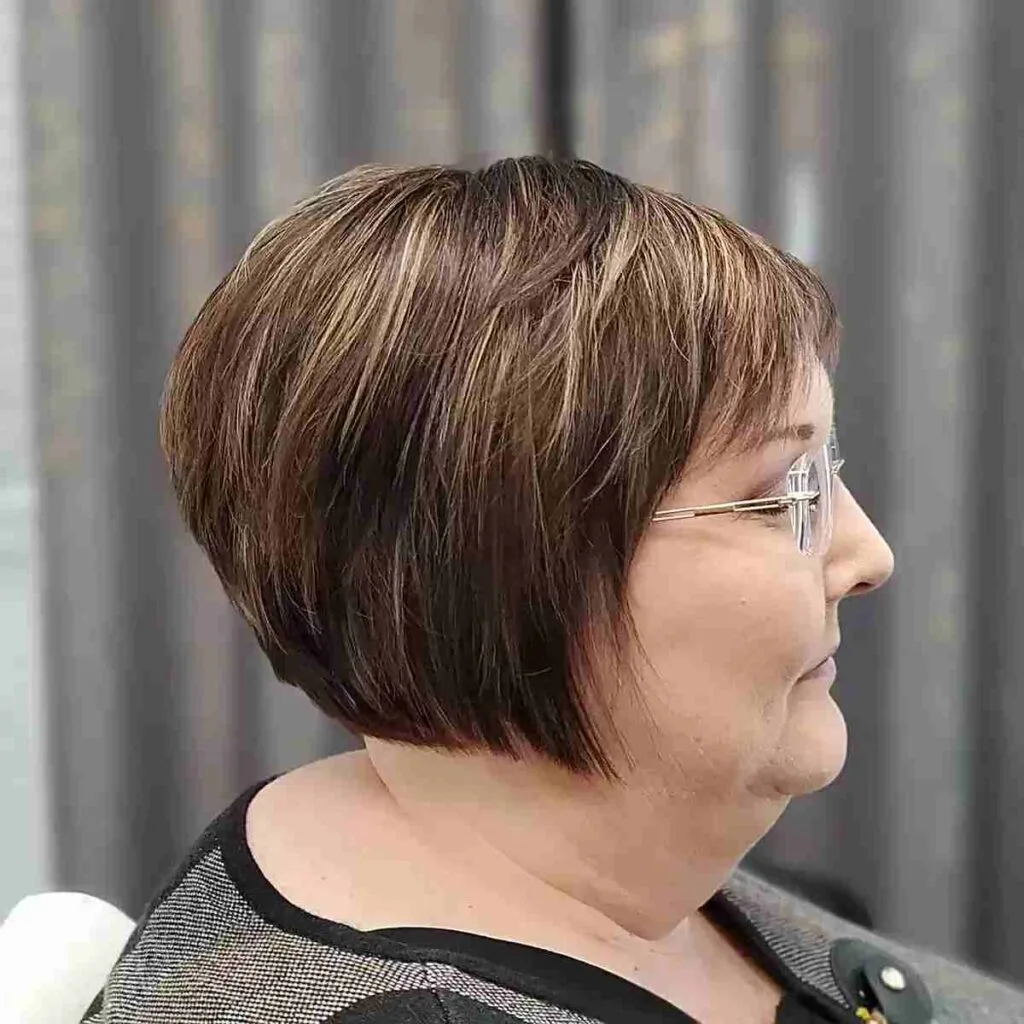 Jaw-Length Mini Brown Bob Featuring Soft Layers for Women turning 50