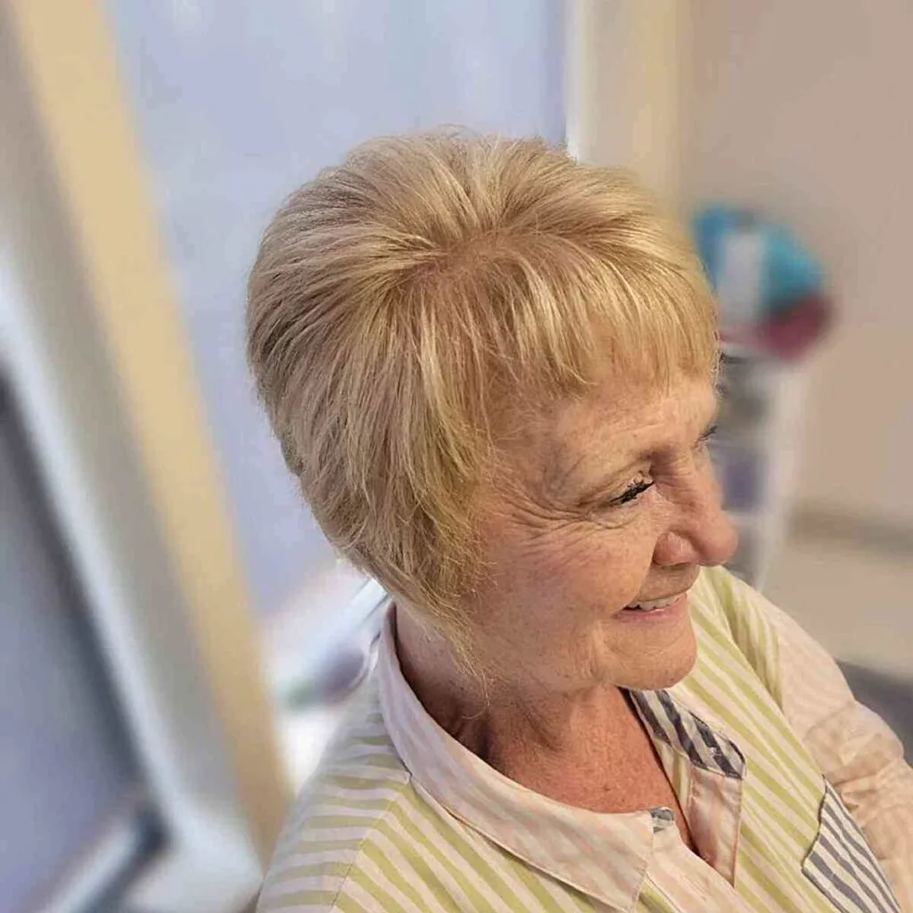 Lixie Style with Asymmetrical Bangs for 70-year-olds
