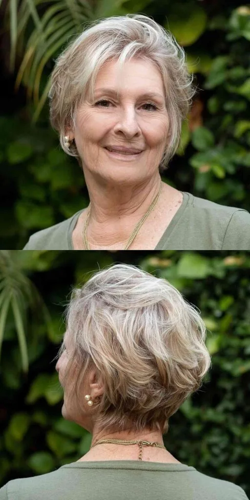 Long Pixie Cut for Wavy Hair for Women Seventy and Up