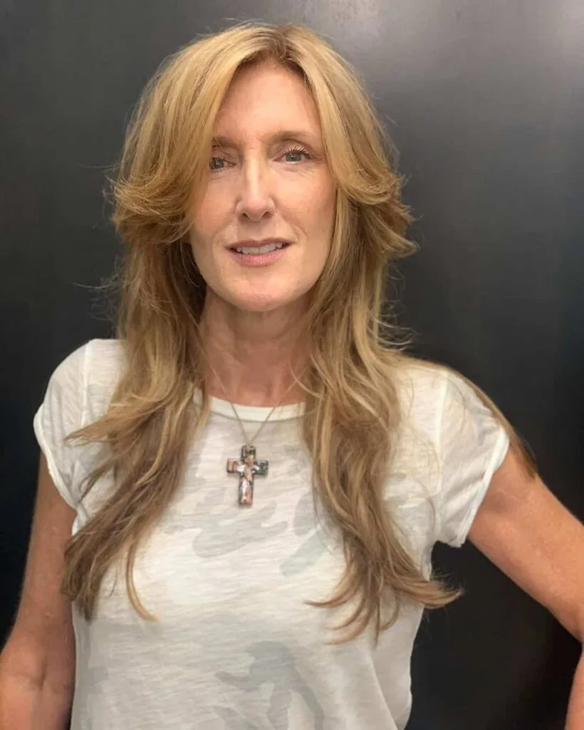 long shag haircut for women in their 50s with thin-hair