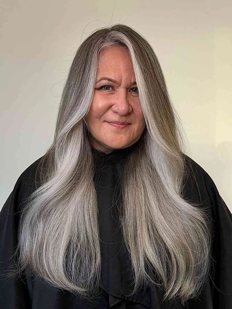 Long Silver Hair with Soft Layers