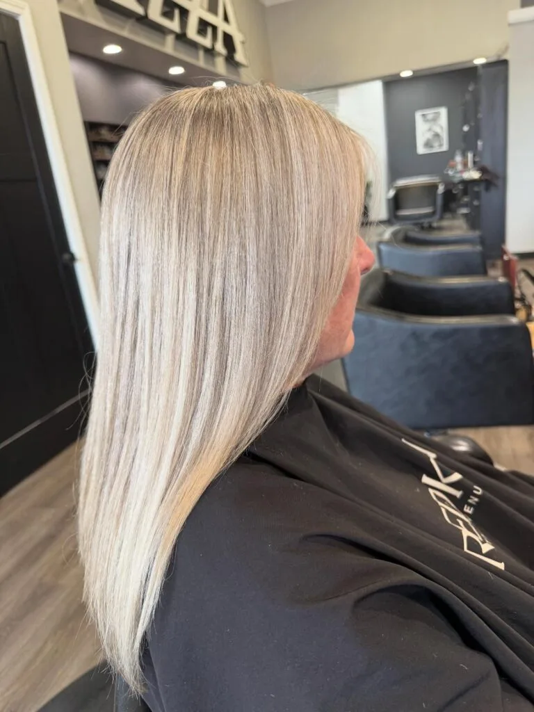 Long Sleek Silver-Blonde Blend with Subtle Movement