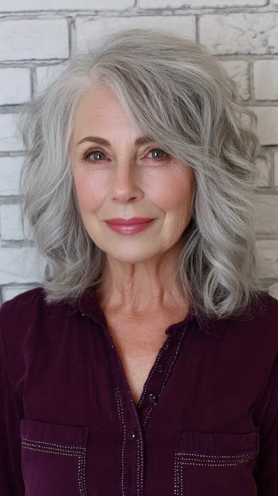Luxurious Silver Waves with Soft Texture