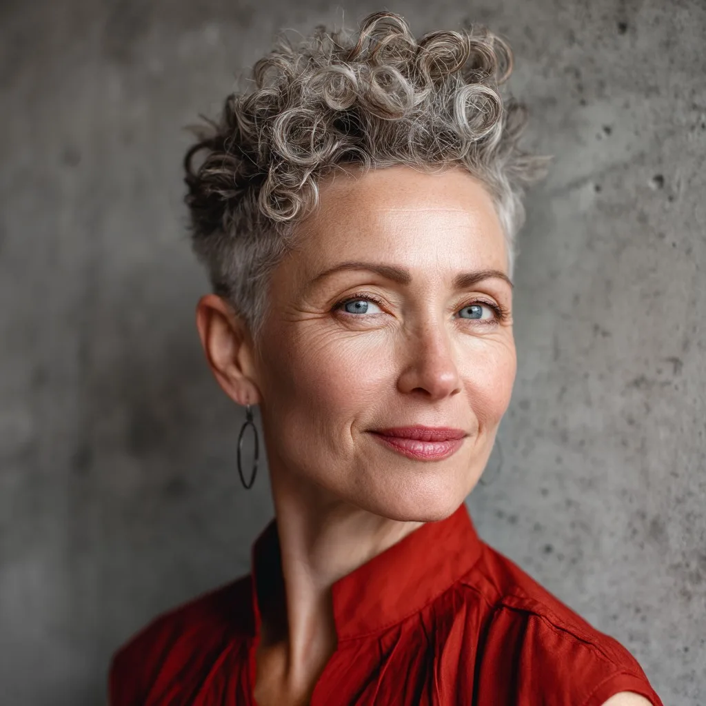Modern Curly Pixie Cut with Soft Layers