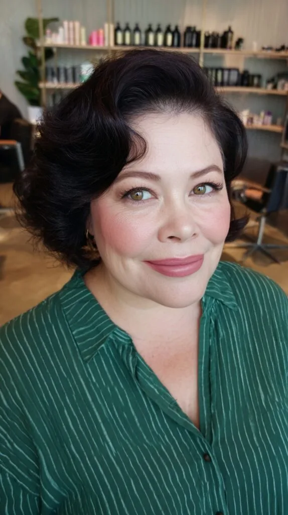 Modern Curly Shoulder-Length Cut with Volume