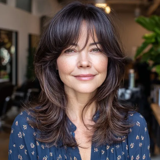 Modern Layered Butterfly Cut with Face-Framing Bangs