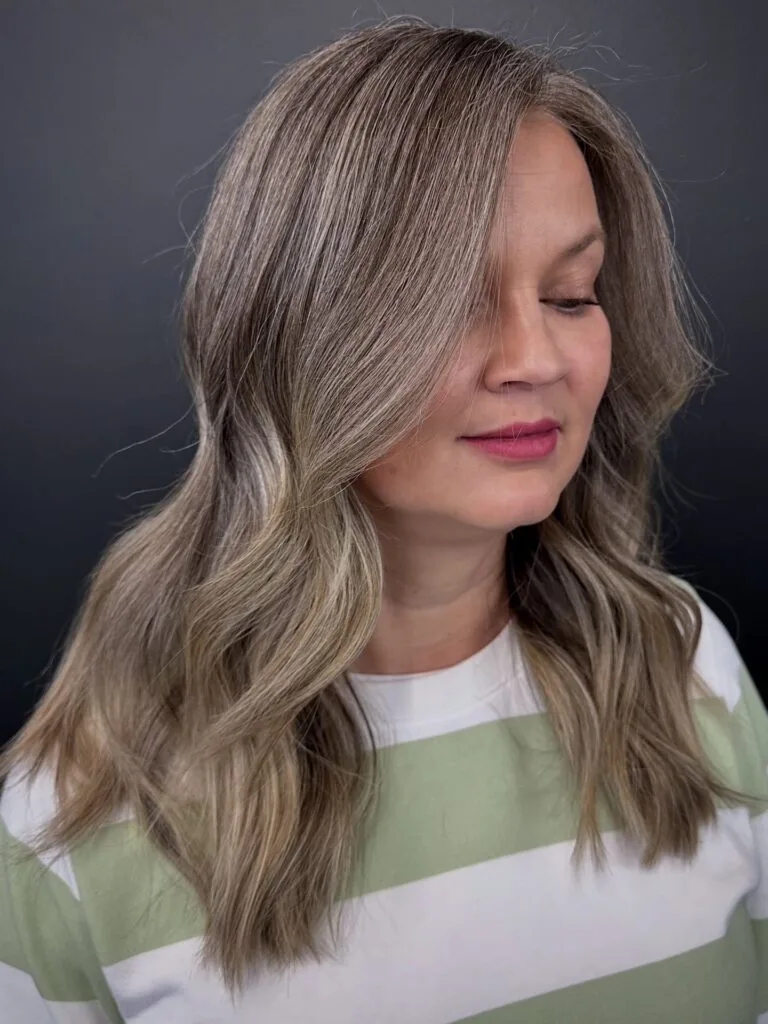 Modern Long Silver and Blonde Blend with Soft Waves